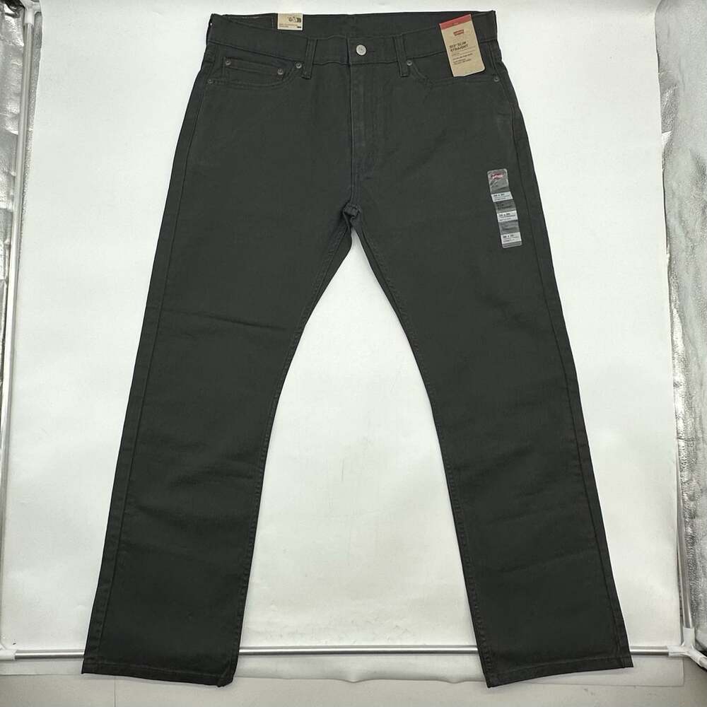 Levis 513 Slim Straight Men's Size 36x30 Gray Twill Stretch Mid Rise Jeans NWT